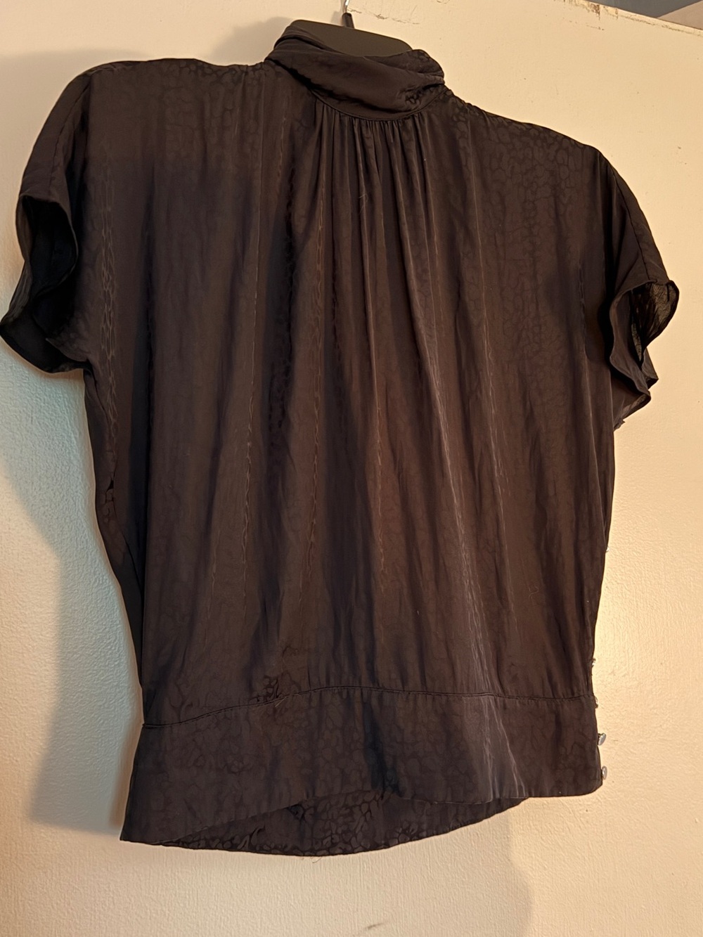 Nine West Black Short-Sleeve Mock Neck Top with Black Leopard Print